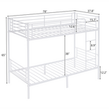 Twin Over Twin Metal Bunk Bed with Ladder, Full-Length Guard Rail & Under-Bed Storage – White