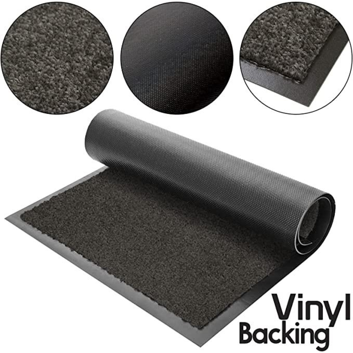 ARRAN Heavy-Duty Rubber Barrier Mat 60 x 90 cm – Door Entrance and Kitchen Doormat, Anthracite
