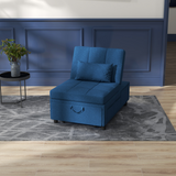 HOMCOM Folding Single Sofa Bed with Adjustable Backrest & Pillow – Space-Saving Guest Bed, Blue