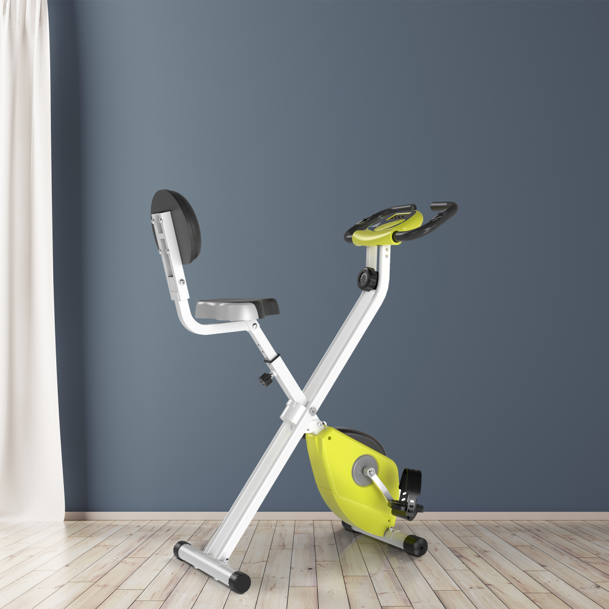 HOMCOM Foldable Magnetic Exercise Bike with 8 Resistance Levels, LCD Monitor & Adjustable Seat – Home Cardio, Yellow