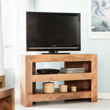 Toko Light Mango Wood Corner TV Unit – Space-Saving Media Storage for Living Rooms