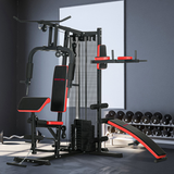 Outsunny Multi Gym Workout Station with 65kg Weight Stack, Sit Up Bench, Push Up Stand & Dip Station – Home Gym, Black