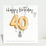 Aye Do Gifts Small 40th Birthday Gold Balloons Hamper with Sterling Silver Charm Necklace, Candle & Chocolates