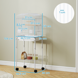 Bird Cage Starter Kit with Detachable Rolling Stand, Perches, Swing & Storage Basket – White