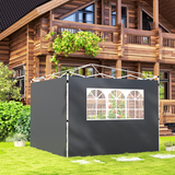 Outsunny Gazebo Replacement Side Wall Panels with Windows, 2-Piece Set, 3m x 2m – PE-Coated Oxford, Grey