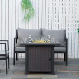 Outsunny Outdoor Propane Gas Fire Pit Table with Glass Wind Screen & Glass Beads, 50,000 BTU – Black