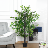 Outsunny 145cm Artificial Banyan Tree in Cement Pot – Realistic Indoor Greenery for Home & Office
