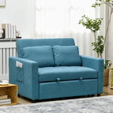 HOMCOM Click-Clack 2 Seater Sofa Bed with Cushions & Side Pockets – Convertible Settee for Flats & Guest Rooms