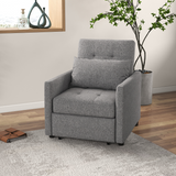 HOMCOM Convertible Tufted Single Chair Bed – Button-Tufted Padded Seating for Guest Rooms and Studios, Grey