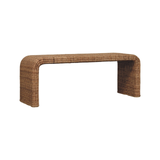 Artisan Furniture Rattan Weave Solid Mango Wood Bench – Entryway & Bedroom Seating, Beige