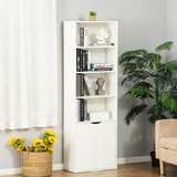 White 2-Door Bookcase Storage Cabinet with Open Shelves – Display Unit for Books and Ornaments