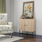 Embossed Arrow Storage Cabinet with Adjustable Shelf, Metal Frame & Handles – Versatile Home Storage