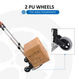 Folding Aluminium Hand Truck with 154lb Capacity – Adjustable Height Cargo Cart for Moving and Storage, Silver