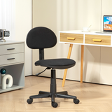 HOMCOM Armless Office Chair with Adjustable Height and 360° Swivel Wheels – Padded Desk Chair, Black