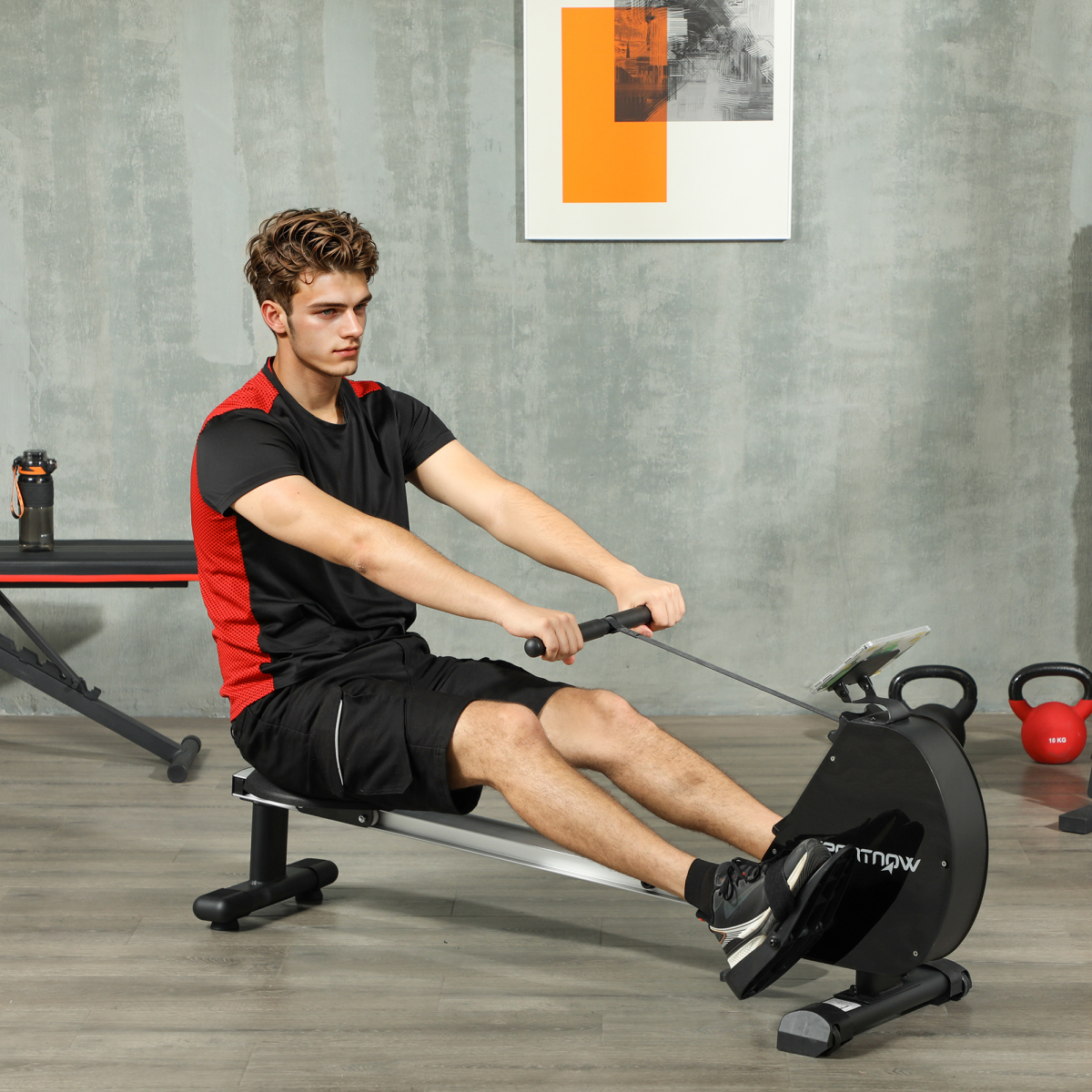 SPORTNOW Folding Magnetic Rowing Machine with 16 Resistance Levels, Dual Aluminium Rails & LCD Monitor – Home Rower