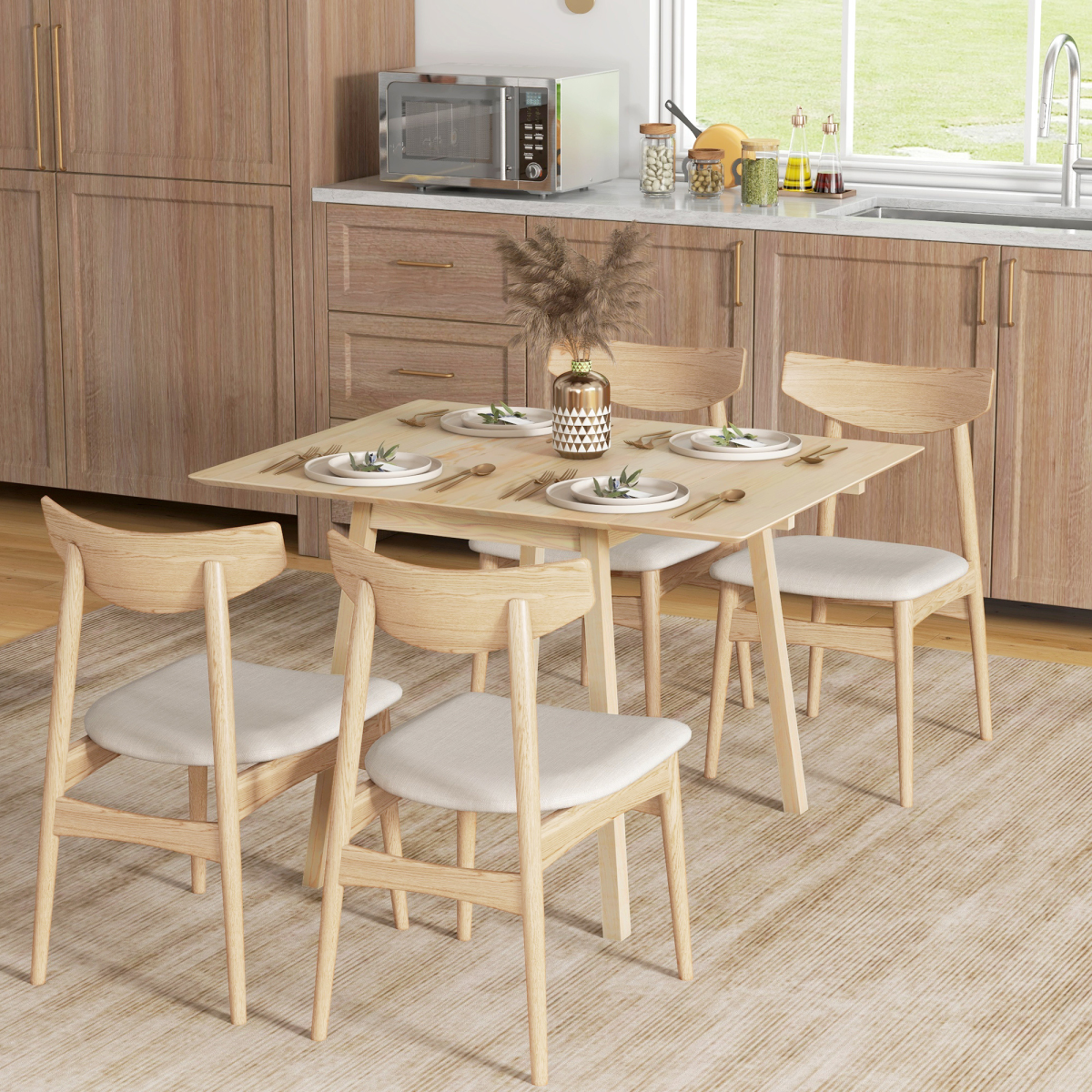 HOMCOM Extendable Drop Leaf Kitchen Table for 2–4 People – Space-Saving Folding Dining Table