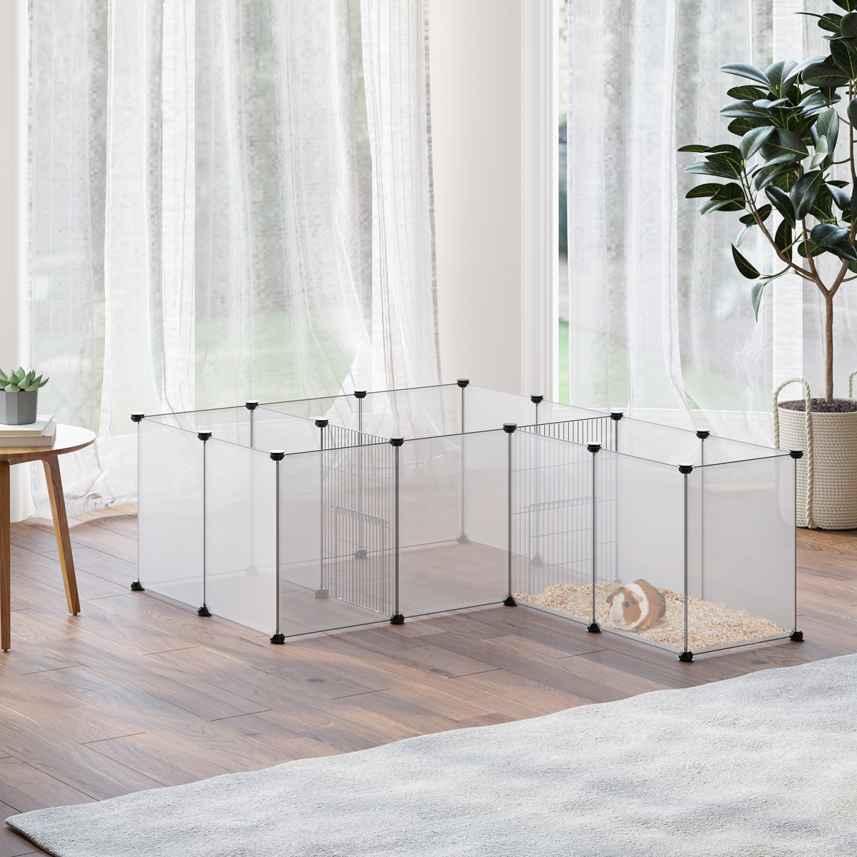 PawHut 18-Panel DIY Small Animal Playpen with Connectors – Pet Cage for Guinea Pigs and Hedgehogs