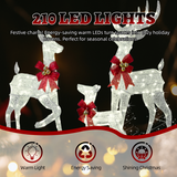 Lighted Christmas Reindeer Family – 3 Piece Outdoor Set with 210 Warm White Lights
