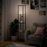 4-Tier Open Shelf Wooden Floor Lamp, 160cm – Black/White