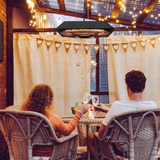 Outsunny 2000W Electric Hanging Patio Heater with Remote, 3 Heat Settings & LED Light – Gazebo Halogen Heater, Black