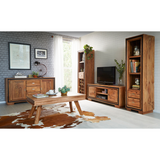 Jodhpur Wine Rack Bookcase in Solid Grade A Sheesham Wood – Built-In Wine Storage, Fully Assembled