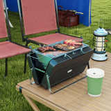 Outsunny Portable Suitcase BBQ Grill, Foldable Charcoal Barbecue – Camping, Picnic & Party, Black