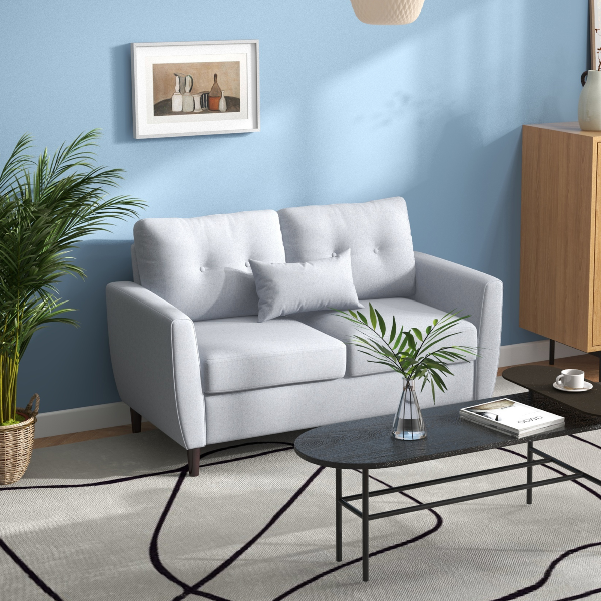 HOMCOM Modern Chic Loveseat with Armrests & Spring Padding – Compact 2 Seater Sofa for Home or Office