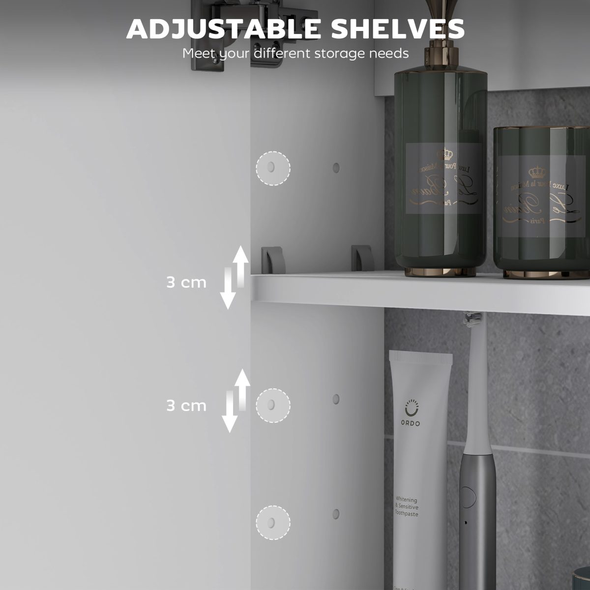 Wall-Mounted Bathroom Mirror Cabinet with Soft-Close Doors & Adjustable Shelf – 60 x 60cm, White