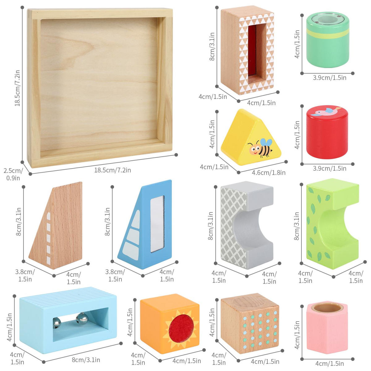 SOKA Sensory Block Set – Shaped & Coloured Blocks for Sight, Sound and Touch Play