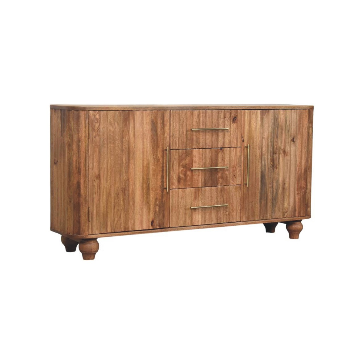 Artisan Furniture Montara Solid Mango Wood Sideboard, 3 Drawers & 2 Doors – Dining & Living Room Storage, Brown