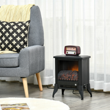 HOMCOM Freestanding Electric Fireplace Stove with Adjustable Temperature – Glass Front, Overheat Protection