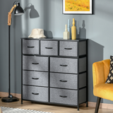 HOMCOM 9 Drawer Storage Chest with Foldable Fabric Bins – Lightweight Organiser for Bedrooms & Playrooms