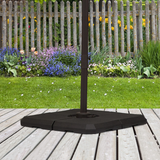 Outsunny HD Polyethylene Parasol Base – Four-Piece Sand or Water Fillable Cross Base, Black