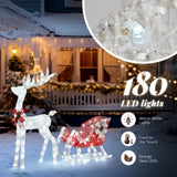 4ft Lighted Reindeer & Sleigh – Red & White