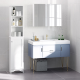 HOMCOM 6-Tier Tall Bathroom Storage Cabinet with Shutter Door – Slim Narrow Unit, White