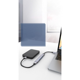WYEFLOW 4-Port USB-C Hub with USB 3.0 5 Gbps & 3 x USB 2.0 Ports – OTG Support, Plug-and-Play, Silver