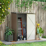Outsunny Steel Garden Shed with Lockable Door and Sloped Roof – Outdoor Tool Storage, 161.5 x 94.5 x 196 cm