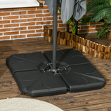 Outsunny 4-Pack Banana Parasol Base Weights, Fillable with Water or Sand – HDPE Cross Base Plates
