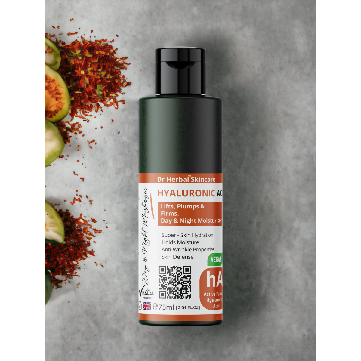 DR HERBAL Day and Night Moisturiser 75ml with Hyaluronic Acid and Coconut – Hydrating Face Cream