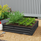 Outsunny 120 x 120cm Galvanised Steel Raised Garden Bed – Modular Planter Kit for Flowers and Vegetables, Grey