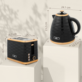 Pebbled 1.7L Fast Boil Kettle & 2-Slice Toaster Set – Matching Breakfast Duo with Textured Finish