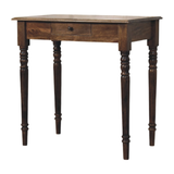 Artisan Furniture Heritage Solid Mango Wood Writing Desk with Turned Legs & Drawer – Classic Grey Finish