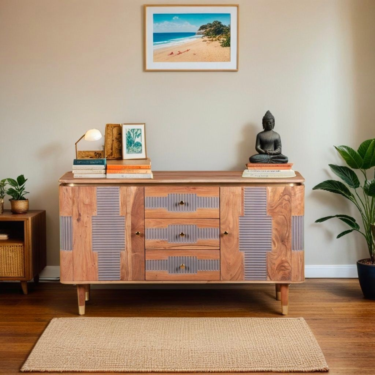 Wilton Acacia Wood Sideboard with 2 Doors & 3 Drawers – Hand-Crafted Dining & Living Room Storage