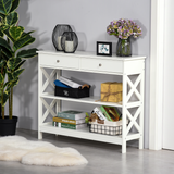 HOMCOM Console Table with 2 Drawers and Open Shelves – Hallway Side Desk, White