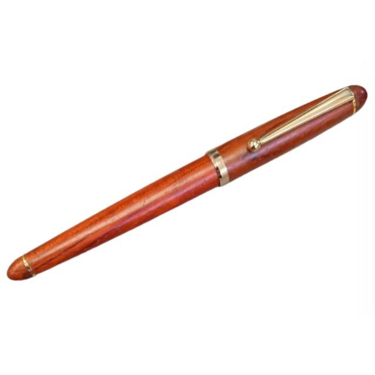 Imperial Handcrafted Wooden Fountain Pen, Fine Nib – Matt Brown with Gold Trim, Elegant Gift for Pen Collectors