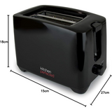 Kitchen Perfected 1.7L Fast Boil Cordless Kettle & 2-Slice Toaster Set – Black
