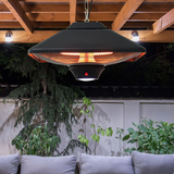 Outsunny 2kW Electric Hanging Patio Heater with LED Halogen Light and Remote – Outdoor Heating, Black