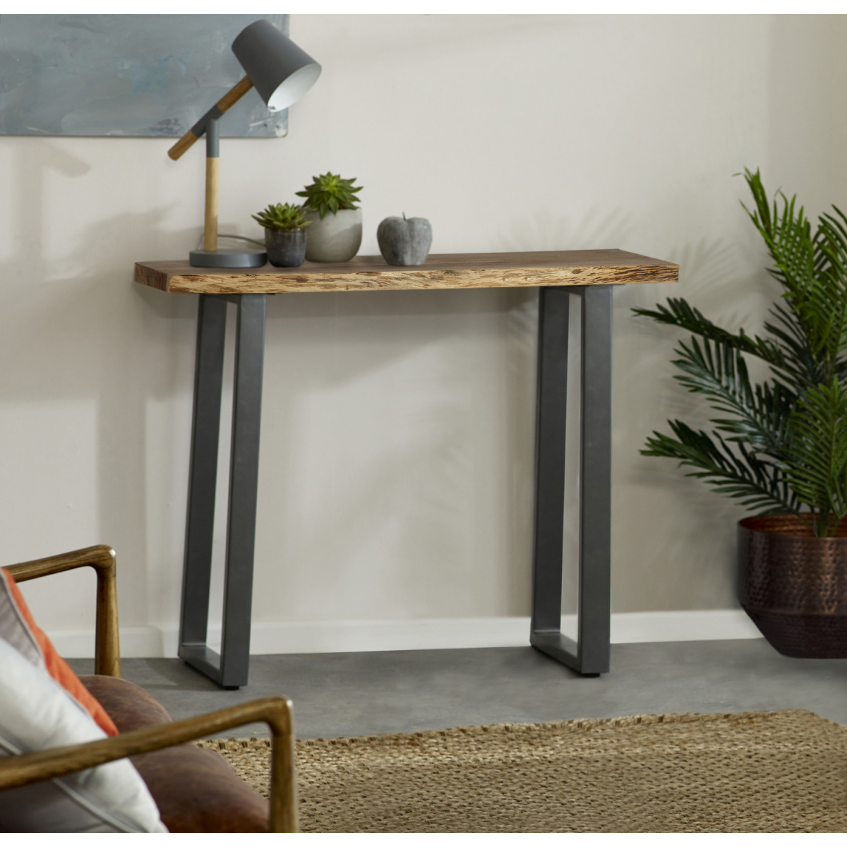 Baltic Live Edge Solid Wood Console Table with Metal Sled Legs – Hallway & Living Room Furniture