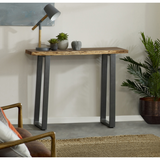 Baltic Live Edge Solid Wood Console Table with Metal Sled Legs – Hallway & Living Room Furniture