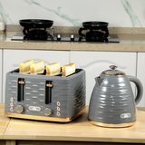 HOMCOM Kettle and Toaster Set with 1.7L Rapid Boil Kettle & 4-Slice Toaster – Matching Breakfast Set, Grey